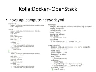 Kolla:Docker+OpenStack
• nova-api-compute-network.yml
 