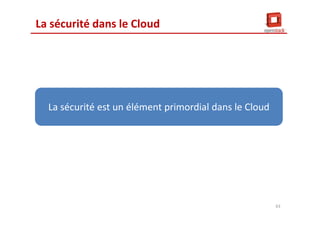 La sécurité dans le Cloud
La sécurité est un élément primordial dans le CloudLa sécurité est un élément primordial dans le Cloud
63
 