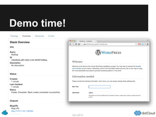 Demo time!
Oct 2013
 