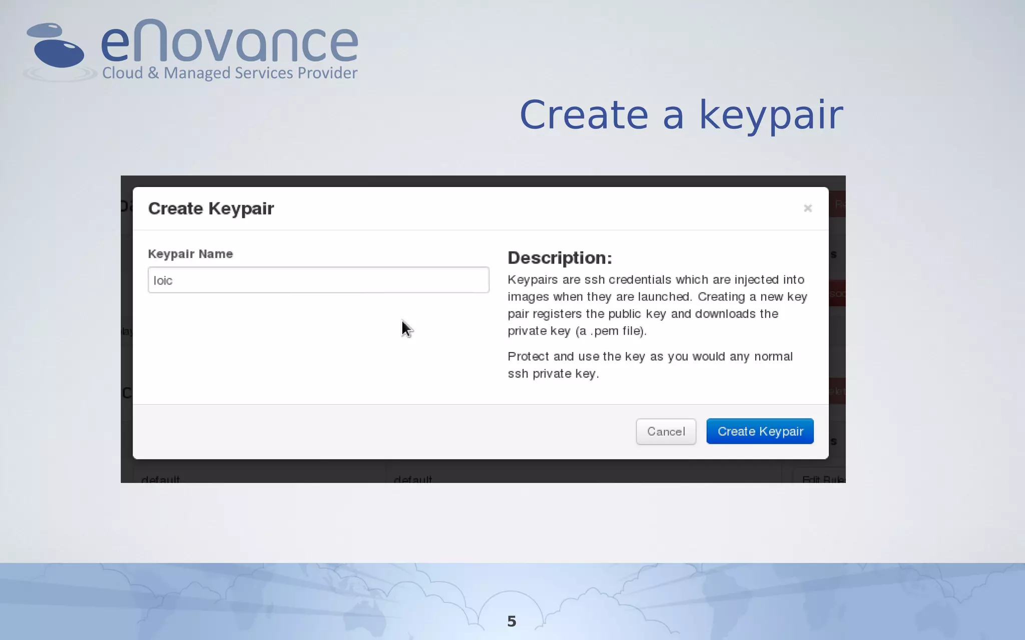 Create a keypair
5
