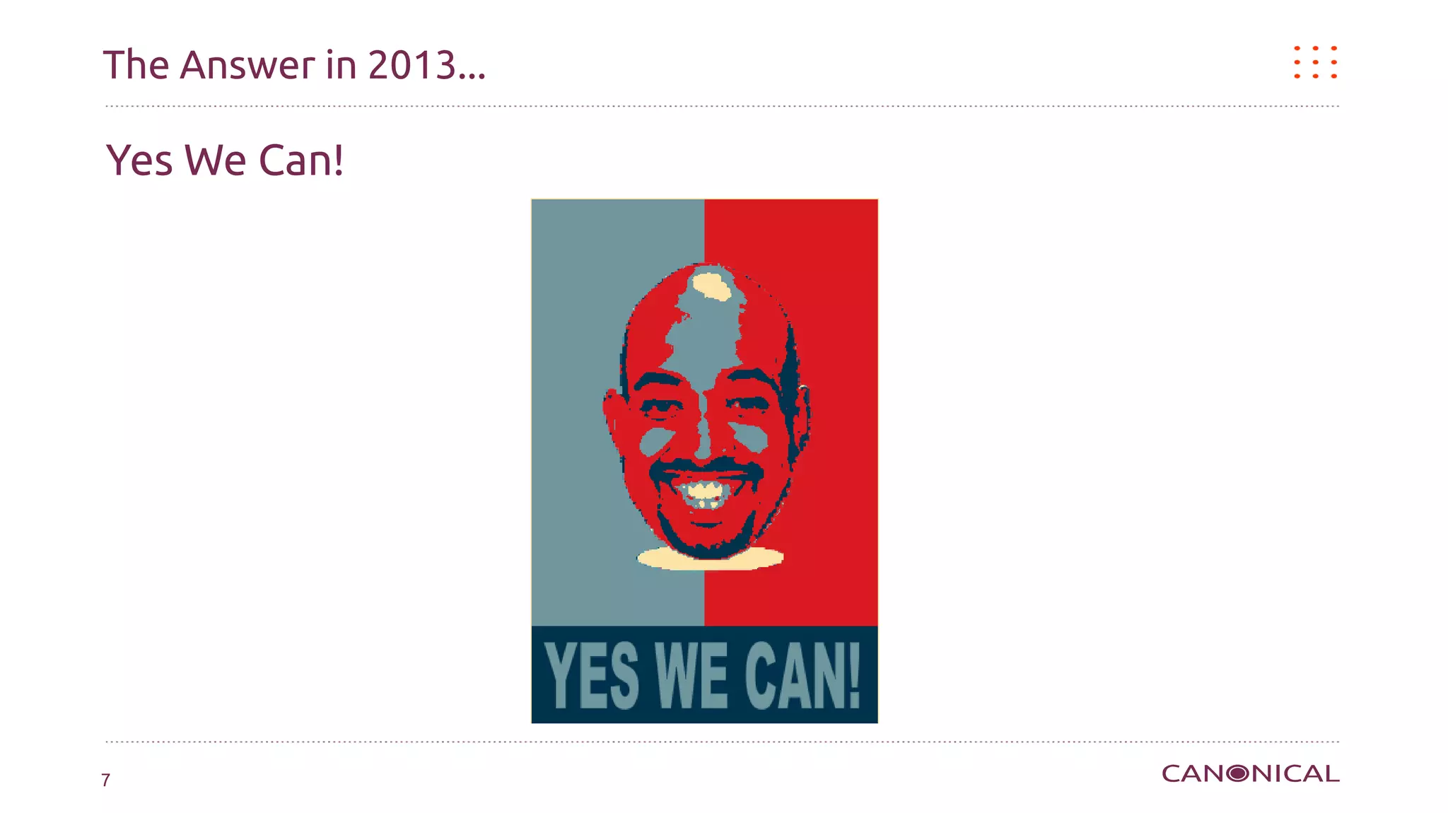The Answer in 2013...

Yes We Can!




7
 