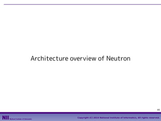 Architecture overview of Neutron

46
Copyright (C) 2014 National Institute of Informatics, All rights reserved.

 