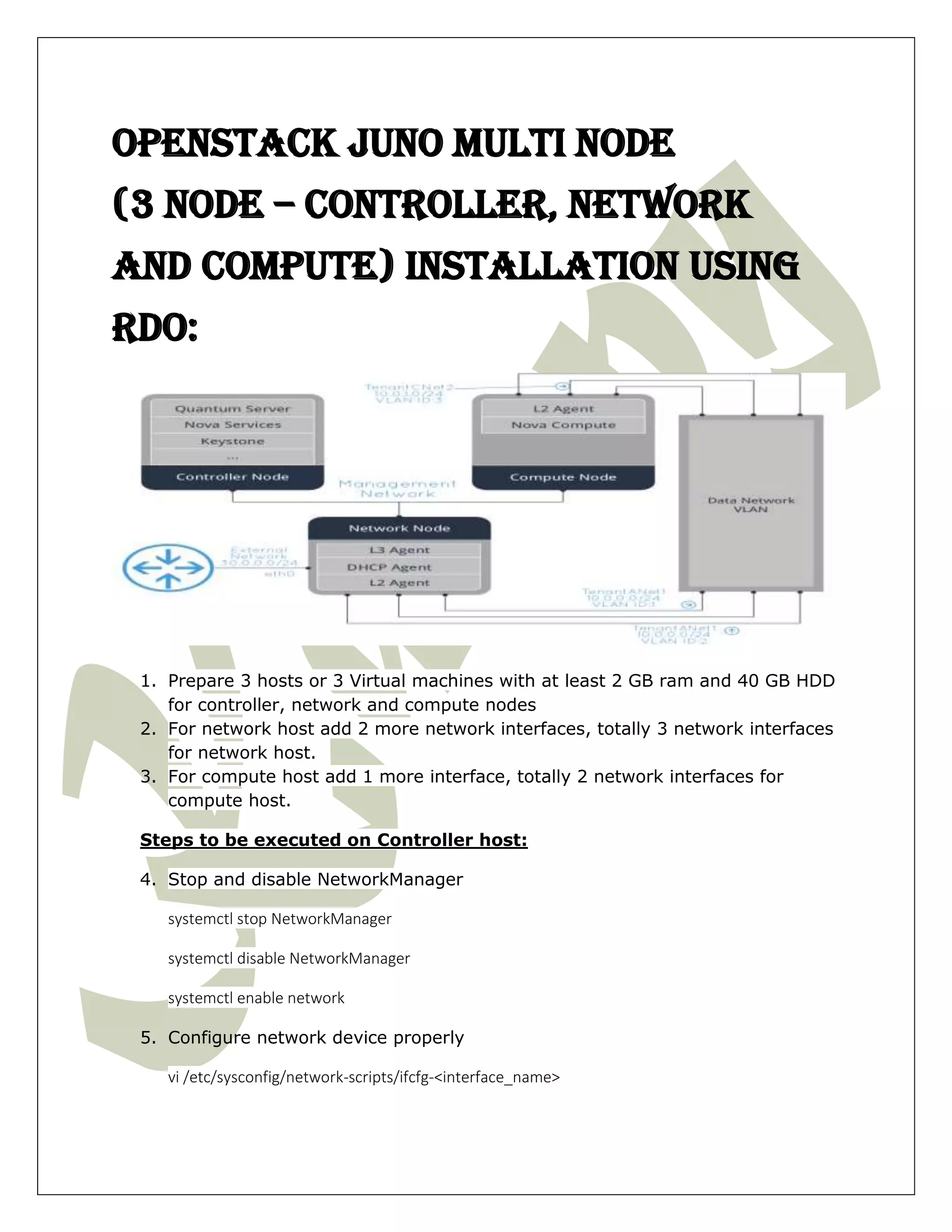 Openstack installation using rdo multi node | PDF | Computer Networking ...