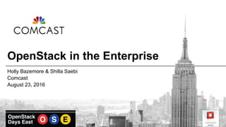 OpenStack in the Enterprise
Holly Bazemore & Shilla Saebi
Comcast
August 23, 2016
 