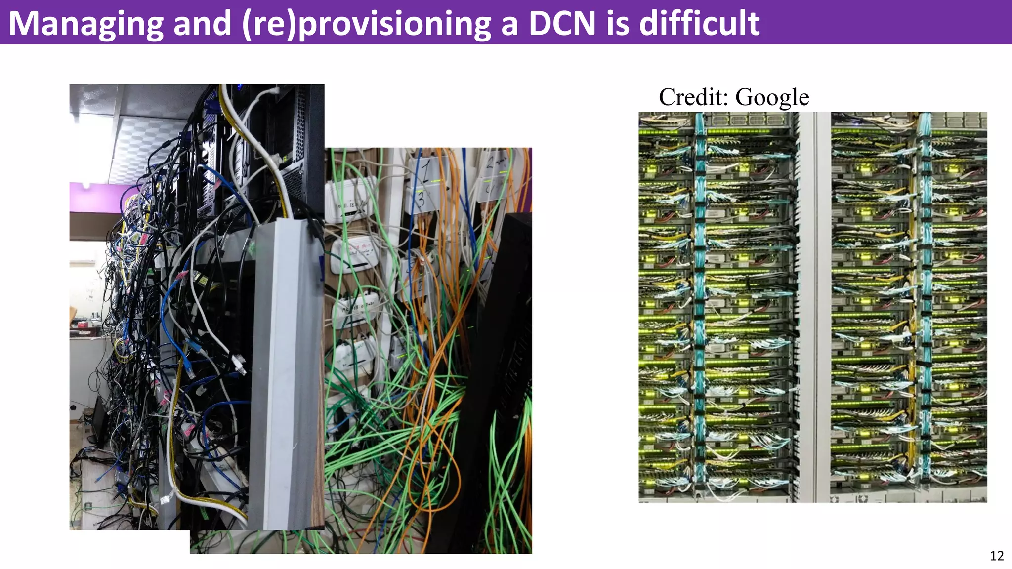 12
Managing and (re)provisioning a DCN is difficult
Credit: Google
 