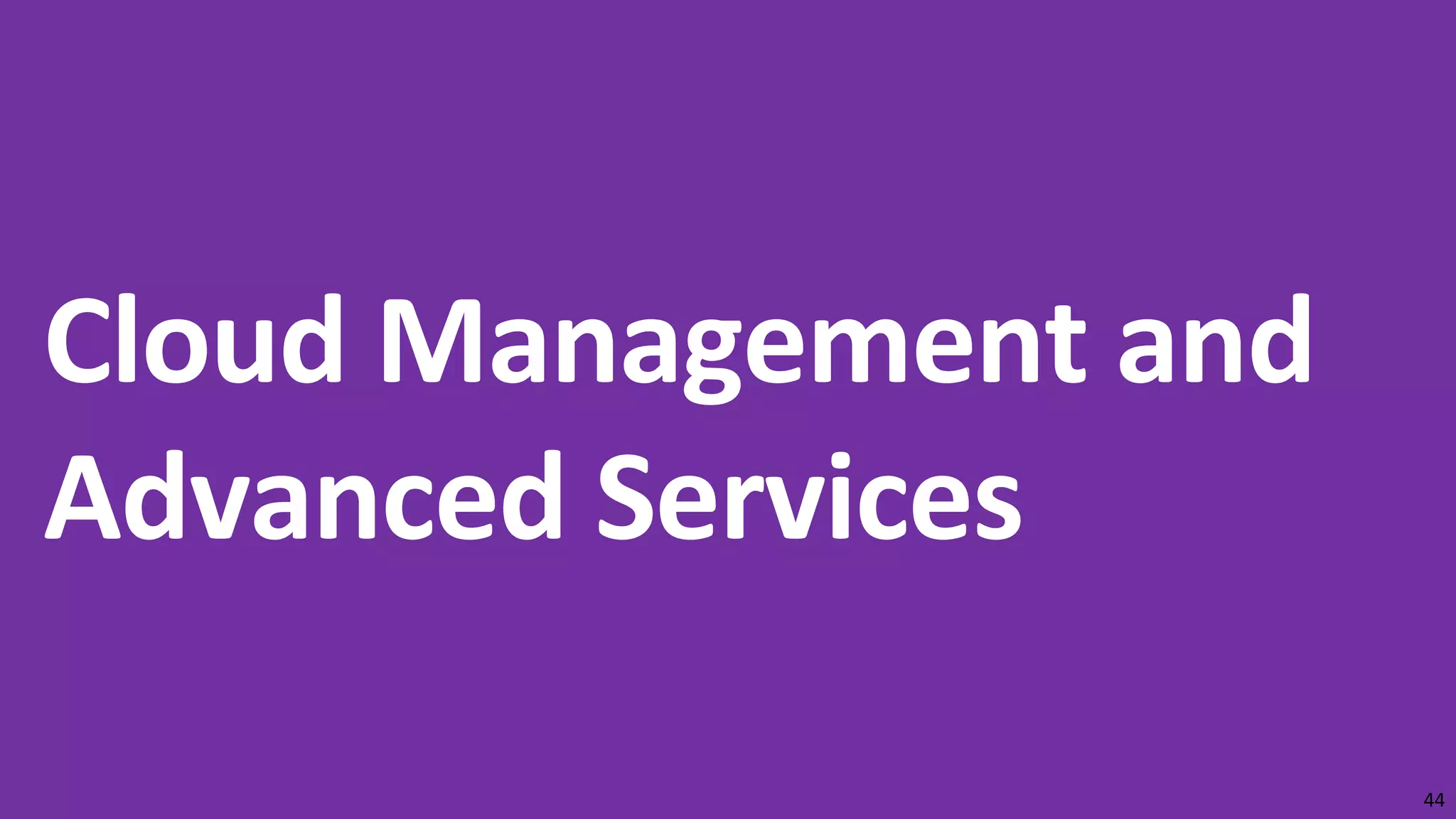Cloud Management and
Advanced Services
44
 