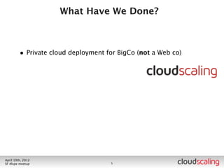 What Have We Done?




July 26th, 2012
LA #openstack meetup            6
 