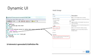 Dynamic UI
55
UI elements is generated UI definition file
 