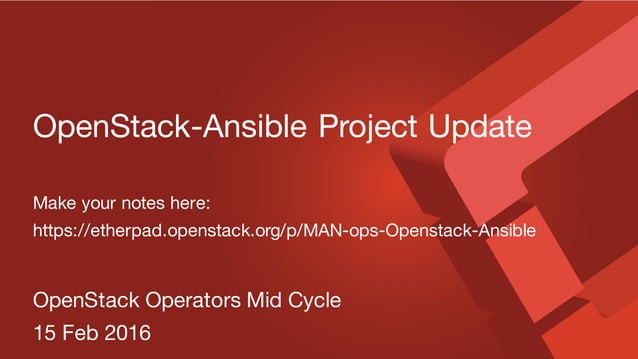 OpenStack-Ansible Project Update | PPT
