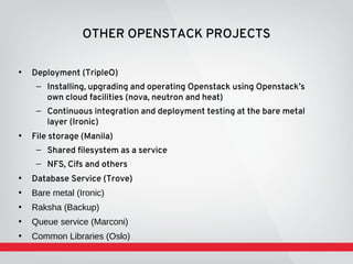 34
OpenStack Red Hat distributions
OpenStack Red Hat distributions
 
