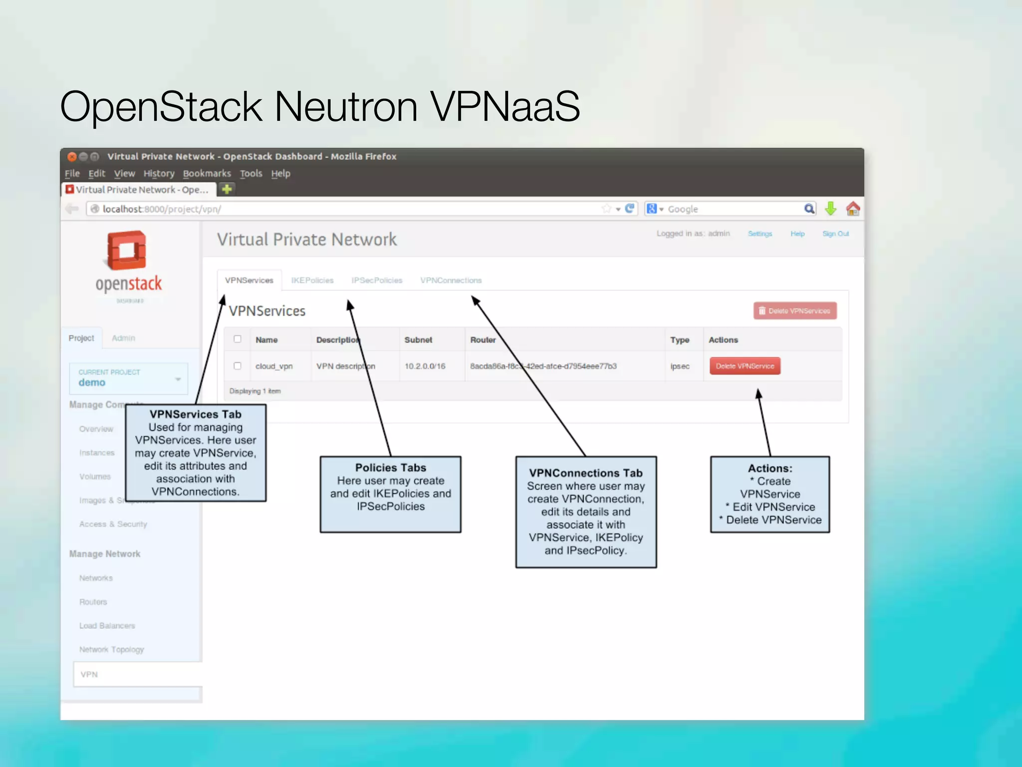 OpenStack Neutron VPNaaS
 