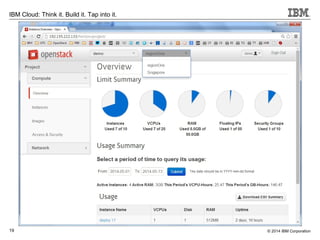 © 2014 IBM Corporation19
IBM Cloud: Think it. Build it. Tap into it.
 