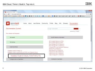 © 2014 IBM Corporation6
IBM Cloud: Think it. Build it. Tap into it.
 
