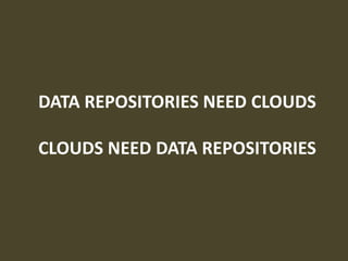 DATA REPOSITORIES NEED CLOUDS
CLOUDS NEED DATA REPOSITORIES
 
