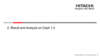 9© Hitachi Solutions, Ltd. 2016. All rights reserved.
2. Result and Analysis on Ceph 1.3
 