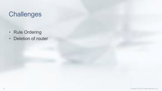 Challenges
• Rule Ordering
• Deletion of router
 