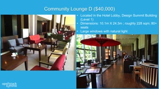 Community Lounge D ($40,000)
• Located in the Hotel Lobby, Design Summit Building
(Level 1)
• Dimensions: 10.1m X 24.3m ; ...