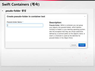 Swift Containers (계속)
• peudo-folder 생성
23
 