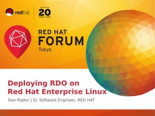 Deploying RDO on
Red Hat Enterprise Linux
Dan Radez | Sr. Software Engineer, RED HAT

 