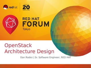 OpenStack
Architecture Design
Dan Radez | Sr. Software Engineer, RED HAT

 