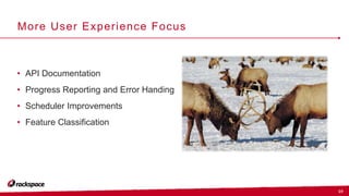 19
More User Experience Focus
• API Documentation
• Progress Reporting and Error Handing
• Scheduler Improvements
• Feature Classification
 