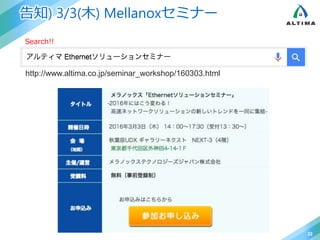 告知) 3/3(木) Mellanoxセミナー
22
http://www.altima.co.jp/seminar_workshop/160303.html
Search!!
 