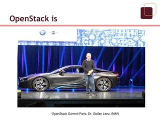 OpenStack is
OpenStack Summit Paris. Dr. Stefan Lenz, BMW
 