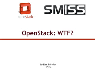 OpenStack: WTF?
by Ilya Sviridov
2015
 