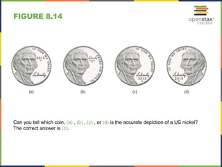 FIGURE 8.14
Can you tell which coin, (a) , (b) , (c) , or (d) is the accurate depiction of a US nickel?
The correct answer is (c).
 