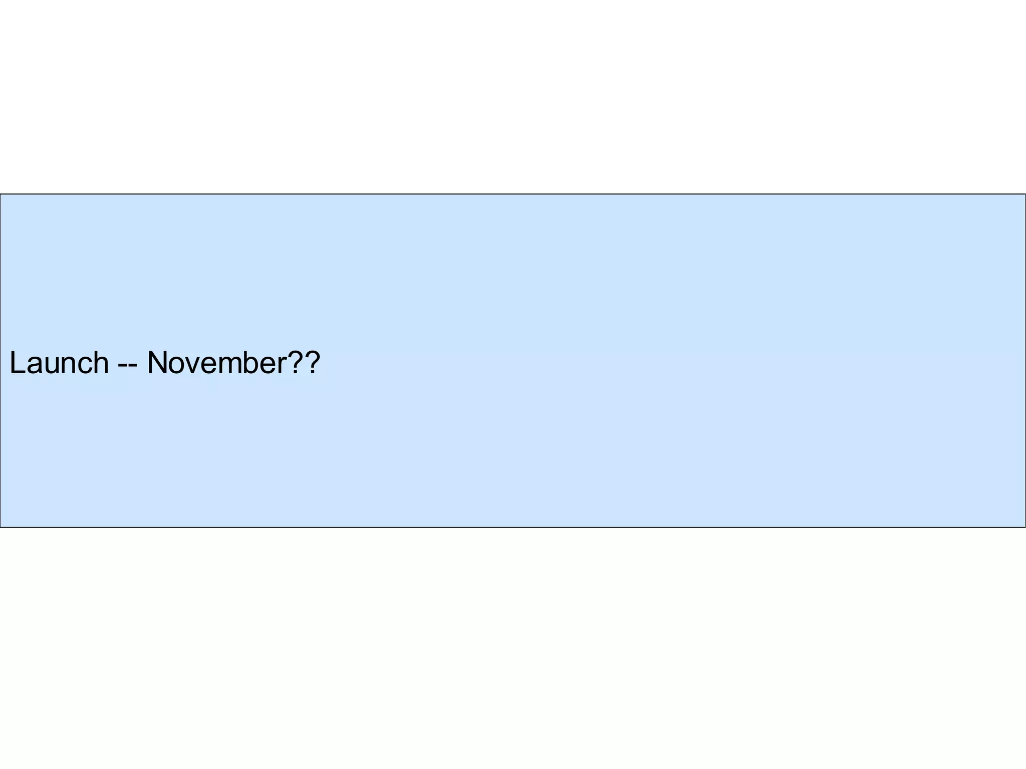 Launch -- November?? 