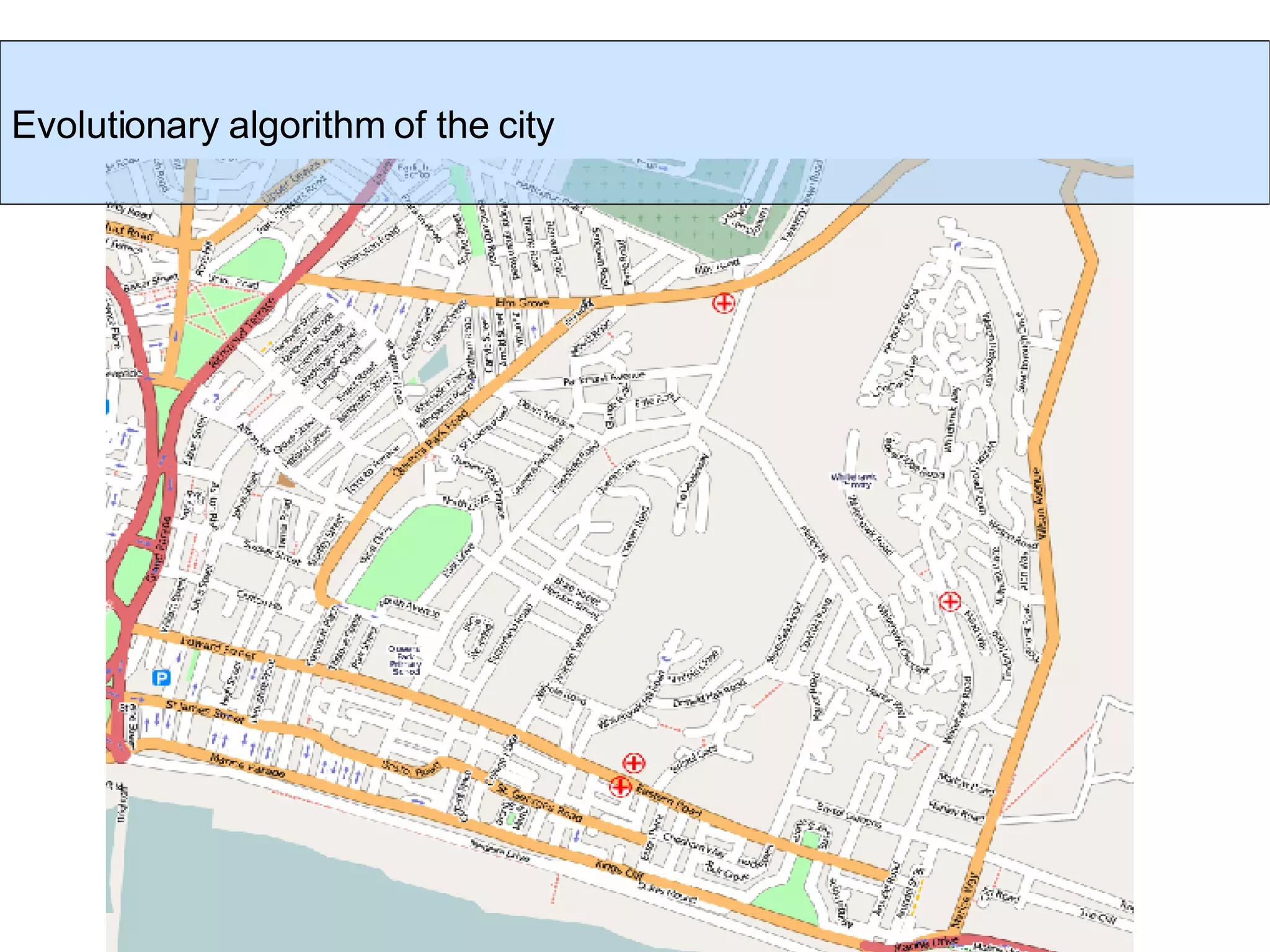 Evolutionary algorithm of the city 