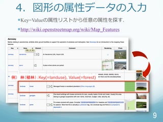4Τԥǩ`??
??Key=ValueԥꥹȤԤ̽
??http://wiki.openstreetmap.org/wiki/Map_Features
9	
ֲ֣֣Key(=landuse), Value(=forest)
 