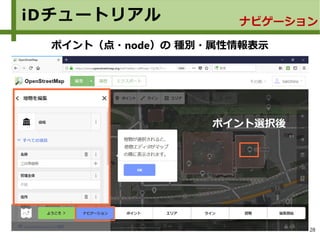 28
iDチュートリアル ナビゲーション
ポイント（点・node）の 種別・属性情報表示
ポイント選択後
 