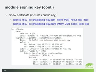 Signature verification of kernel module and kexec | ODP