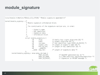 Signature Module Signature verification of kernel module and kexec | ODP