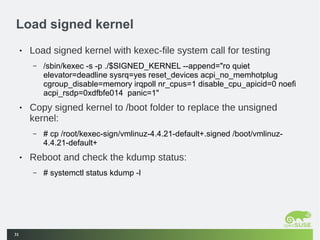 Signature verification of kernel module and kexec | ODP