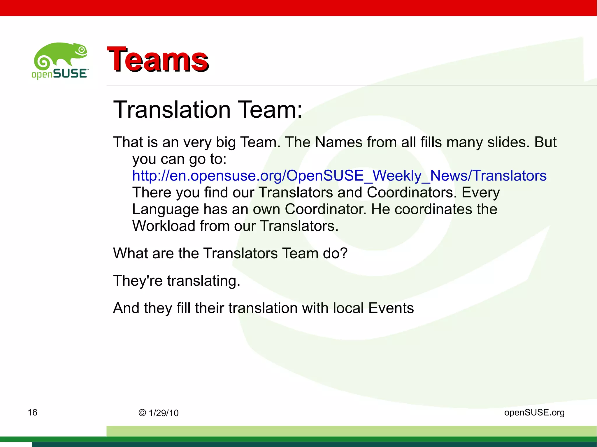 Then we have getted some useful Information, what the People wishes.  After the close of the Survey I released an Whitepaper about the Results. You can find it there:  http://freenet-homepage.de/smanns/Whitepapers.html ©   9/16/09   Sascha Manns openSUSE.org 