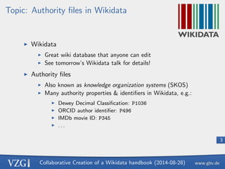 les in Wikidata 
ISBN 978-1-291-85658-3 
68 pages 
Available as HTML, ePUB, PDF 
 print on demand 
http://hshdb.github.io/ 
normdaten-in-wikidata/ 
 