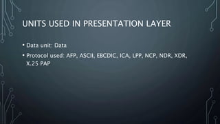 APPLICATION LAYER
• It enables the user, whether human or software, to access the
network.
• It provides user interfaces a...