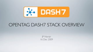 OPENTAG DASH7 STACK OVERVIEW

             JP Norair
           16 Dec 2009
 