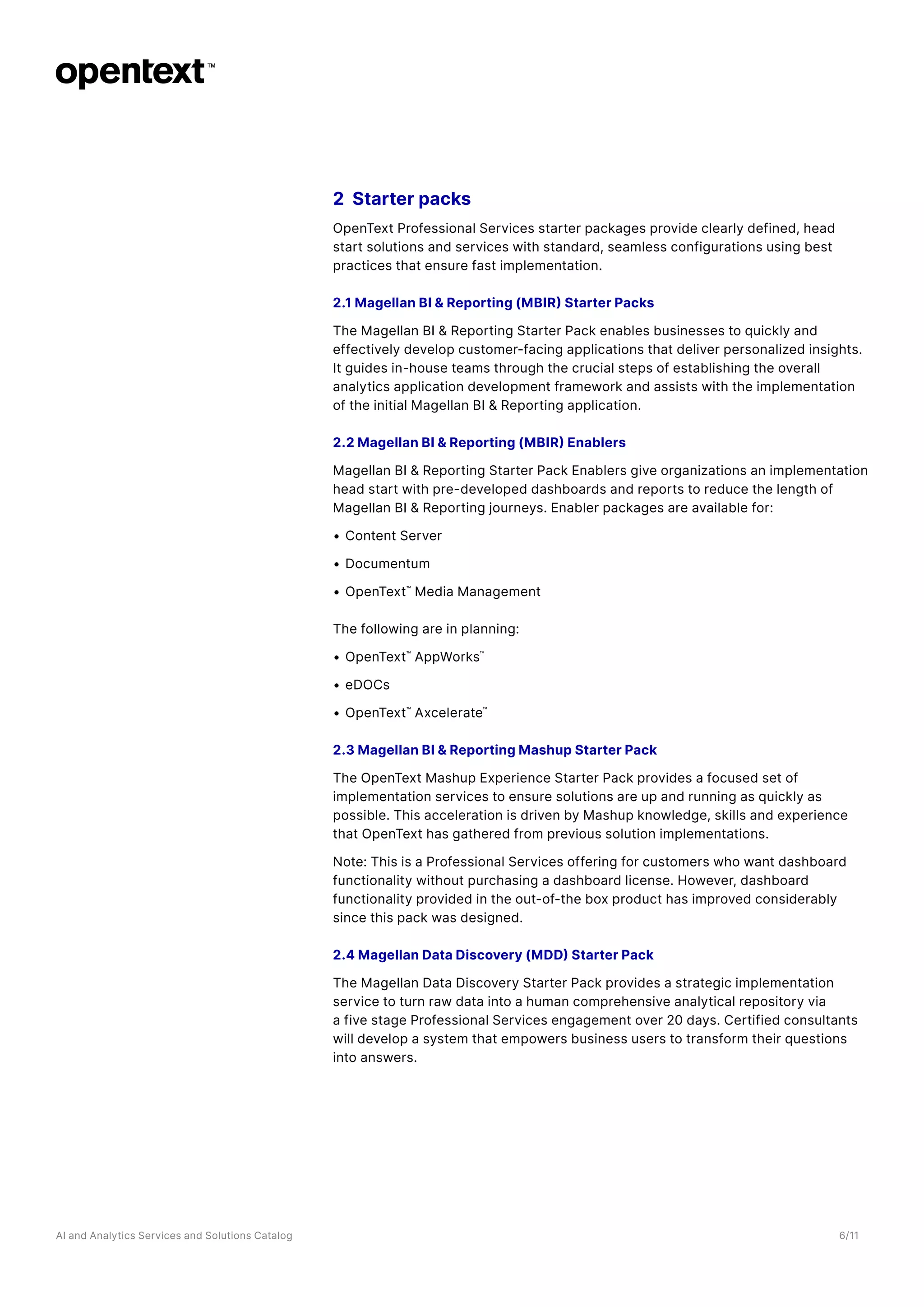OpenText AI & Analytics Services and Solutions Catalog | PDF