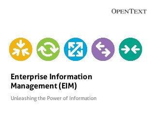 Enterprise Information
Management (EIM)
Unleashing the Power of Information
 