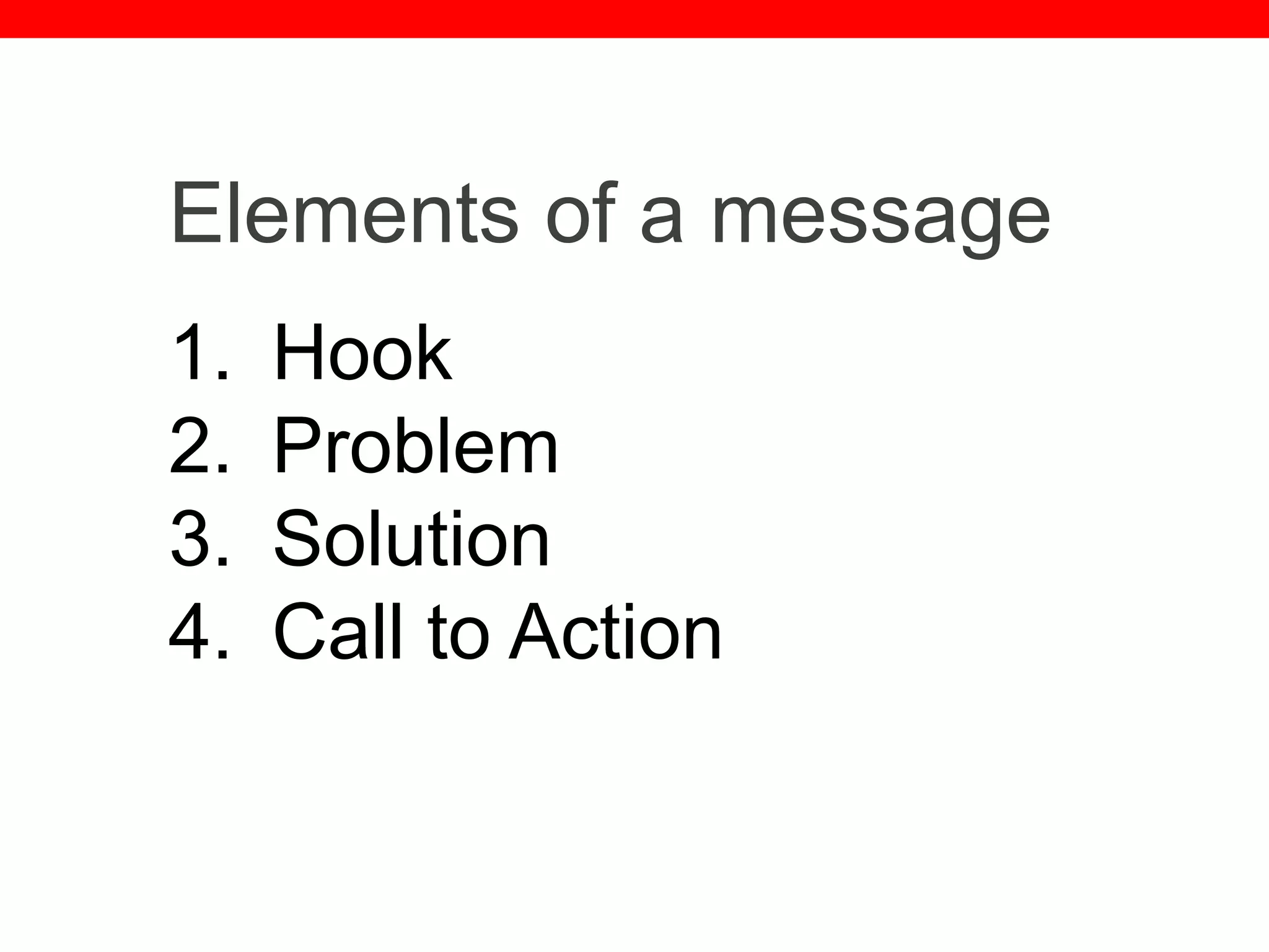@txtbks | sparc.arl.org
Elements of a message
1. Hook
2. Problem
3. Solution
4. Call to Action
 