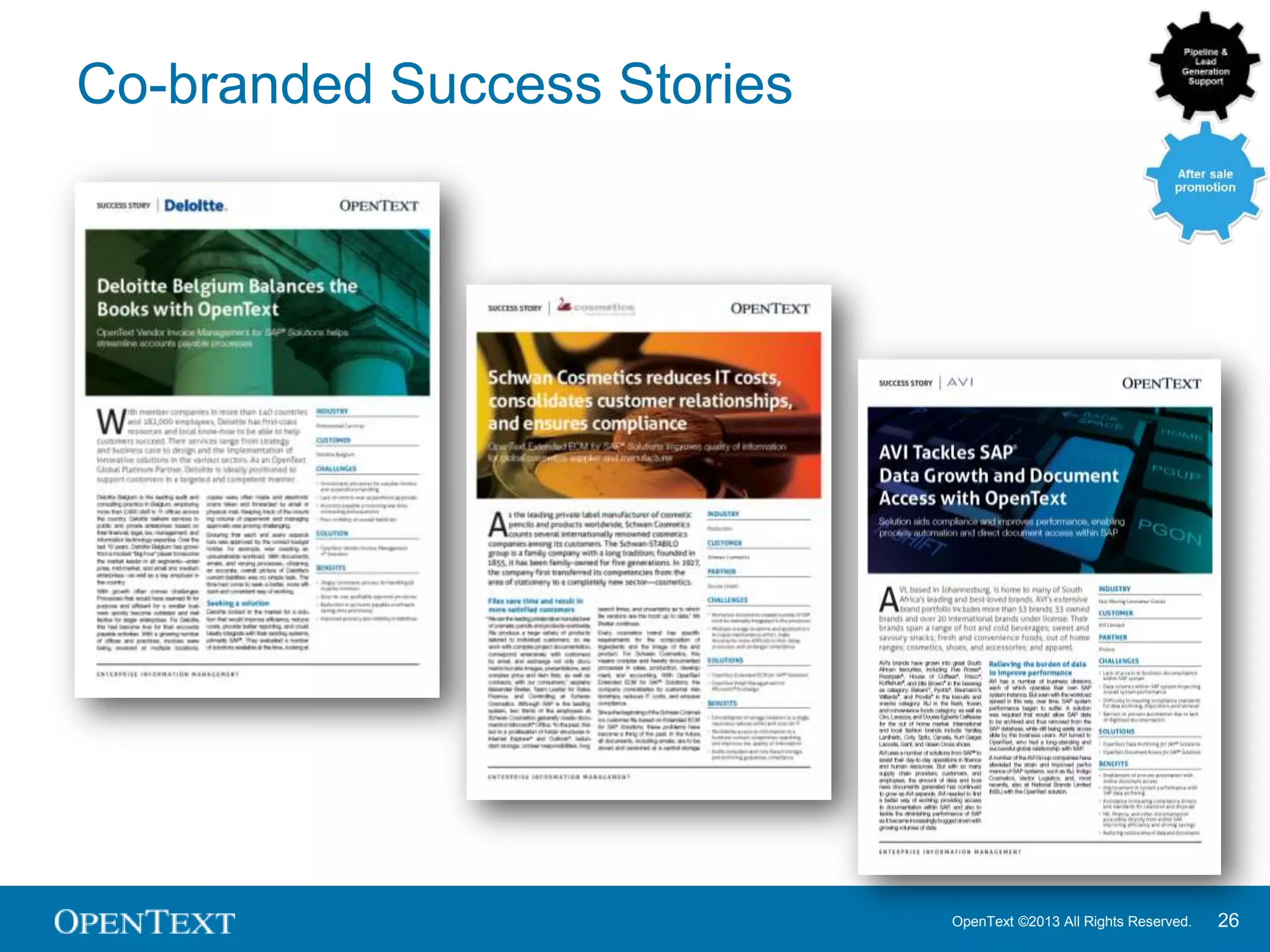 OpenText ©2013 All Rights Reserved. 26
Co-branded Success Stories
 