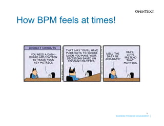 How BPM feels at times!




                                                  1
                          BUSINESS PROCESS MANAGEMENT
 