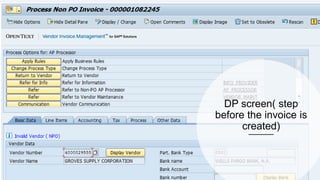 DP screen( step
before the invoice is
created)
 