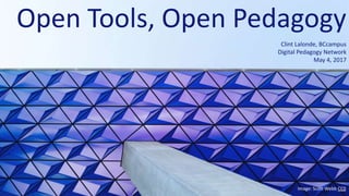 Open Tools, Open Pedagogy
Clint Lalonde, BCcampus
Digital Pedagogy Network
May 4, 2017
Image: Scott Webb CC0
 