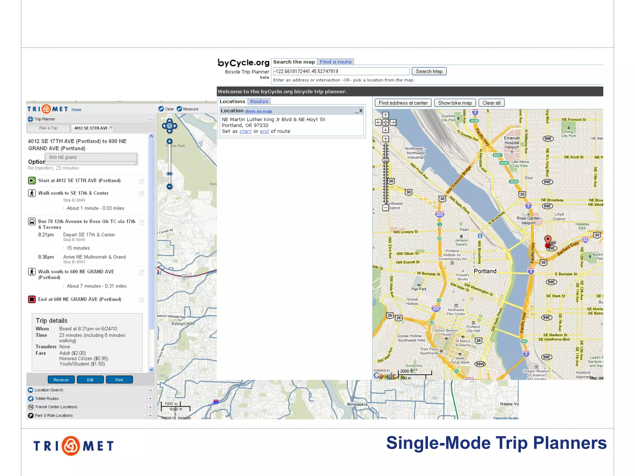 Single-Mode Trip Planners
 