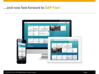 © 2014 SAP SE or an SAP affiliate company. All rights reserved. 9Public
Let me take you on a journey back in time to SAPGUI…
http://www.sapdesignguild.org/goodies/r3_history.asp
 