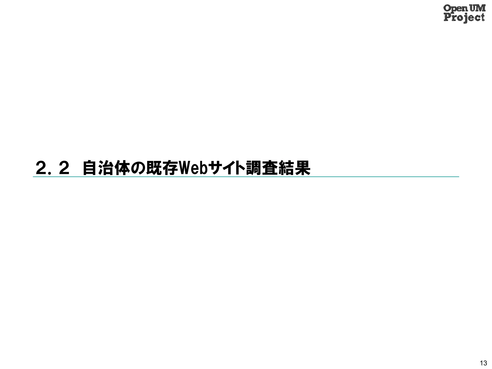２．２ 自治体の既存Webサイト調査結果




                       13
 